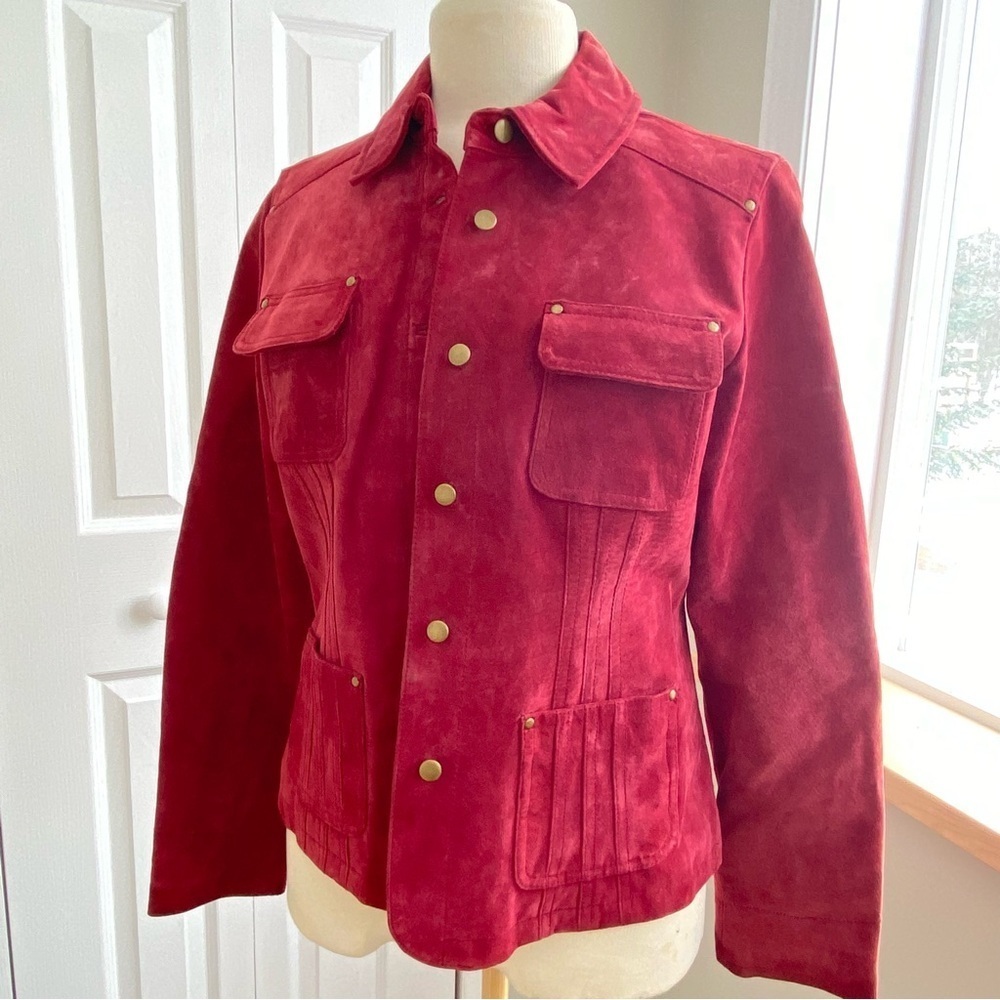 Vintage Alice Blue Burgundy Suede Jacket Size M - Picture 8 of 12